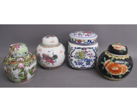 3 Chinese ginger jars and a tea caddy&nbsp;