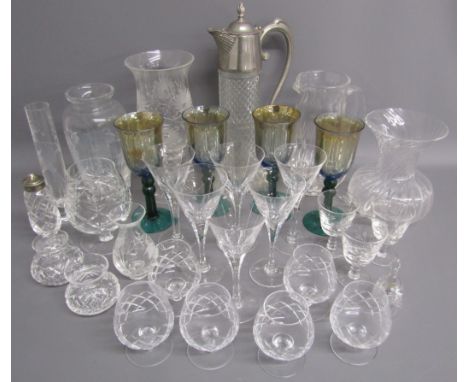 Glassware includes tealight lantern, vases, Millennium iridescent glasses, etc