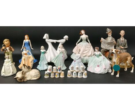 Selection of Coalport figurines including "Twenty One Today" &amp; "Debutantes", Royal Doulton "Images" &amp; "September Sapp