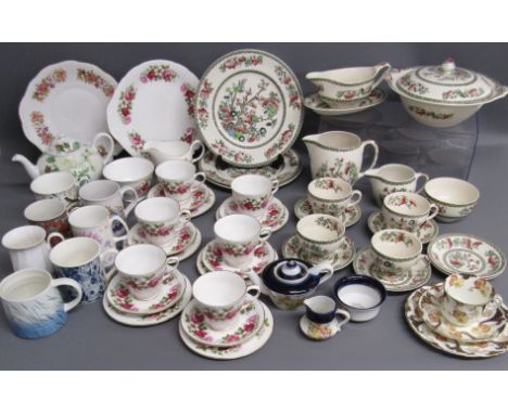 Queen Anne tea set, Indian Tree tea set with tureen, gravy boat and water jug, Blairs 2926 trio, selection of mugs and Royal 