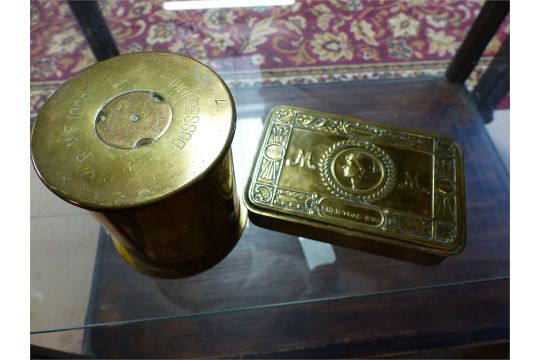 Trench Art Gun Shell Case Marked Rhmf 1911 Dusseldorf To One End And Rhmf 1909 Dusseldorf To The