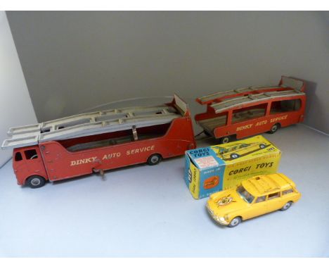 Boxed Corgi car in blue and yellow Box - Opening Rear doors, remote controlled hinged seats - spring suspension Citreon Safar