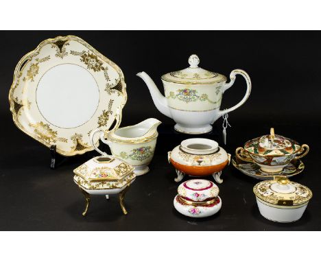 A Mixed Collection Of Noritake Ceramics Eight items in total to include cream and gilt floral charger with matching condiment