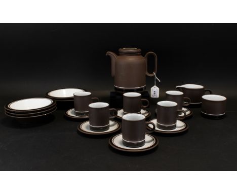 Hornsea Pottery Contrast Design Coffee Set Black and white pattern, first issued 1978, comprising six demi tasse, coffee pot,