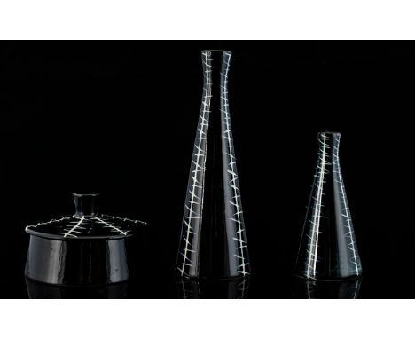 Midwinter - Hand Painted Jessie Tate Clayburn Pottery, Stylish 4 Piece Cruet Set. Circa 1953, Black And White Colouring. Plea