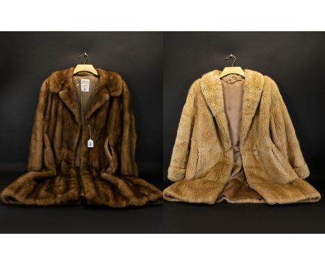Vintage Mink Full Length Coat Ladies golden brown mink single breasted coat with revere collar, hook and eye closure and side
