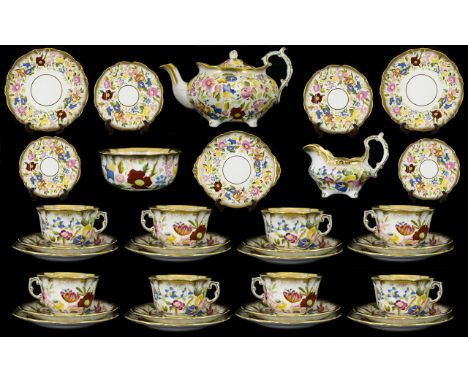 Hammersley Superb Quality Hand Painted Fine Bone China ( 60 ) Piece Tea-Dinner Service for Eight ( 8 ) People ' Queen Anne Pa