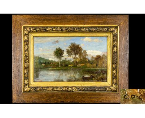 Attributed To Charles - François Daubigny (French 1817 - 1878) Oil On Board Untitled River Scene. Depicting the river Oise ne