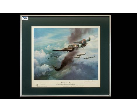 Frank Wooton - Aviation Artist 1911 - 1998 Pencil Signed by the Artist Ltd and Numbered Edition Colour Lithograph. Title ' Hu