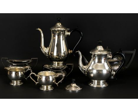 A Mixed Collection Of Plated Ware Seven items in total to include early 20thC Walker and Hall teapot, sugar bowl and cream ju