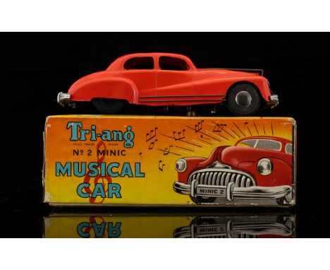 Tri-ang No 2 Minic Clock Work Key-wind Scale Model Musical Car, In Mint Condition. With Original Box and Key, Also In Good Co
