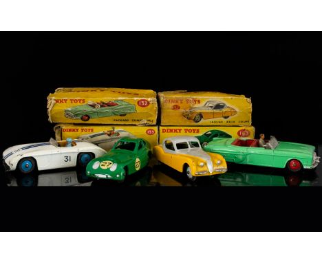 Dinky Diecast, Four Models In Original Boxes. 132 Packard Convertible, 133 Cunningham C-5R Road Racer, 157Jaguar XK120 Coupe 