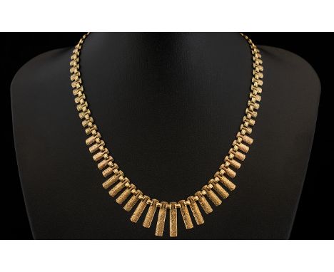 Ladies 9ct Gold Fashion Necklace In The Classical Style. Marked for 9ct - 9.375. Bought In the 1980's. Please See Photo. 13.4