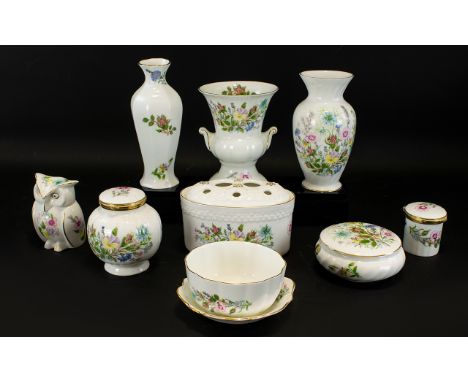 Aynsley Wild Tudor Collection to include urn-shaped vase, bowl, four trinket boxes with lids, bud vase, lidded brush holder a