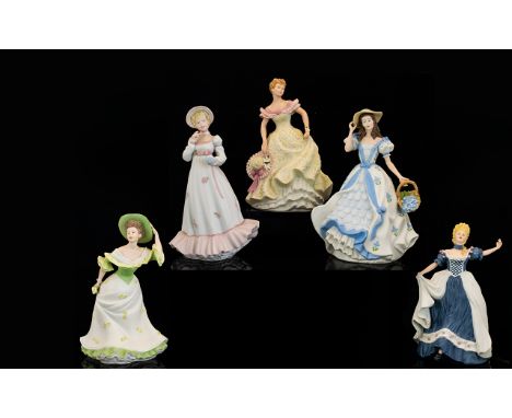 Wedgwood Collection of Hand Painted Porcelain Figures ( 5 ) Five Figures In Total. Comprises 1/ ' Primrose ' 8 Inches - 20 cm