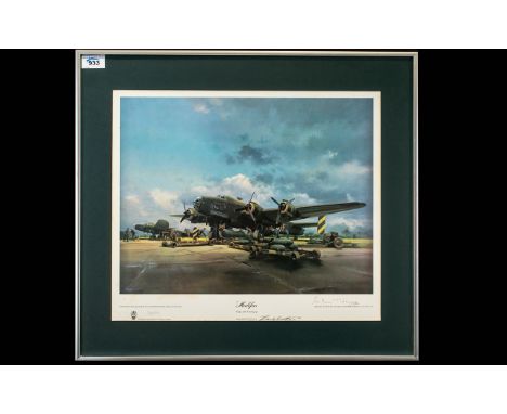 Frank Wooton - Aviation Artist 1911 - 1998 Pencil Signed by The Artist Ltd and Numbered Colour Lithograph - Title ' Halifax '