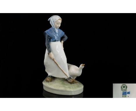Royal Copenhagen Vintage Figure 'Woman with Goose' circa 1955, model 528. Full marks to underside of figure, height 7.5 inche