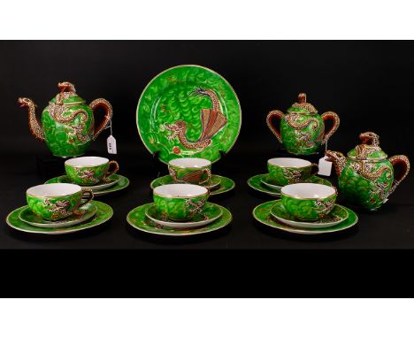 Oriental Dragon Design Tea Service Early 20th century sixteen piece set comprising six cups and saucers, six side plates, cak