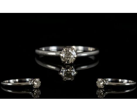 Platinum Set Single Stone Diamond Ring. Marked platinum, the diamond of good colour and clarity.  Diamond estimated weight 0.