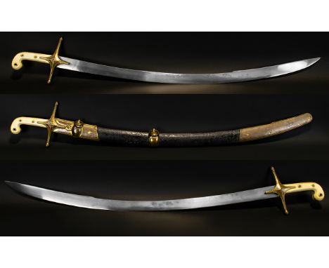 A Rare And Impressive 11th Dragoons Officers Mameluke Sword And Dress Scabbard The curved, flat, pipe back blade as favoured 