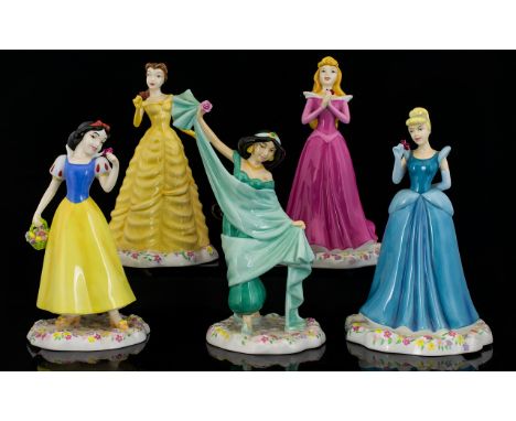 Royal Doulton Collection of Hand Painted Disney Princesses Figurines ( 5 ) Figures In Total. Comprises 1/ Snow White DP5. Hei