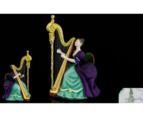 Royal Doulton Hand Painted Limited and Numbered Edition Porcelain Figure (scarce) Lady Musicians series 'Harp' HN 2482. Model