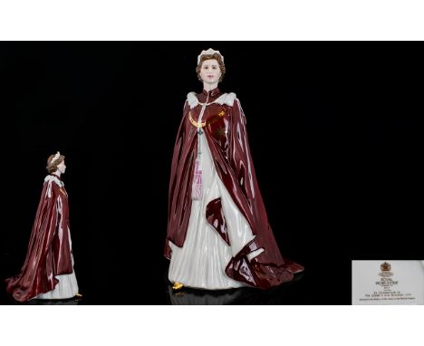 Royal Worcester Hand Painted Porcelain Figurine ' Queen Elizabeth II ' In Celebration of the Queens 80th Birthday 2006, Dress