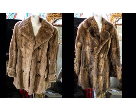 Three Fur Coats comprising 1. Musquash three quarter length jacket with polysatin lining. Label to interior reads 'Springs of