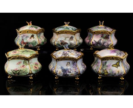 A Collection Of Six Limited Edition Porcelain Musical Trinket Boxes By Ardleigh Elliott With Artwork By Lena Liu Each boxed a
