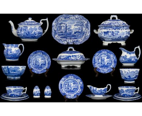 Spode - England Italian Design 1816 ( 90 ) Piece Dinner and Tea Service. Comprises 13 Trios - Cup / Saucer / Side Plate ( 39 