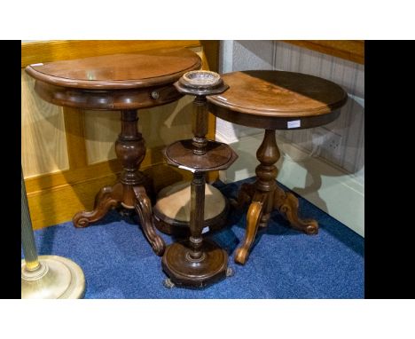 A Small Collection of Occasional Furniture - comprising a console table with frieze drawer, oak free standing ashtray, walnut