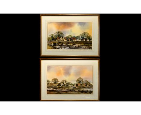 Isabel Castle A Pair Of Original Watercolours On Paper  Each  framed mounted and glazed, each with artist's name to label ver