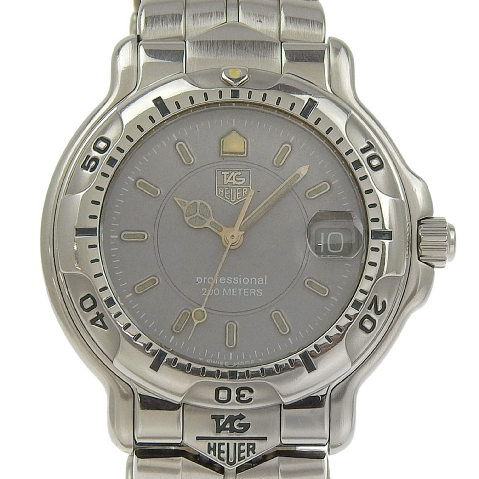 TAG HEUER Professional 6000 Series Watch, WH1112, Stainless Steel, Silver Quartz Movement, Analog Di