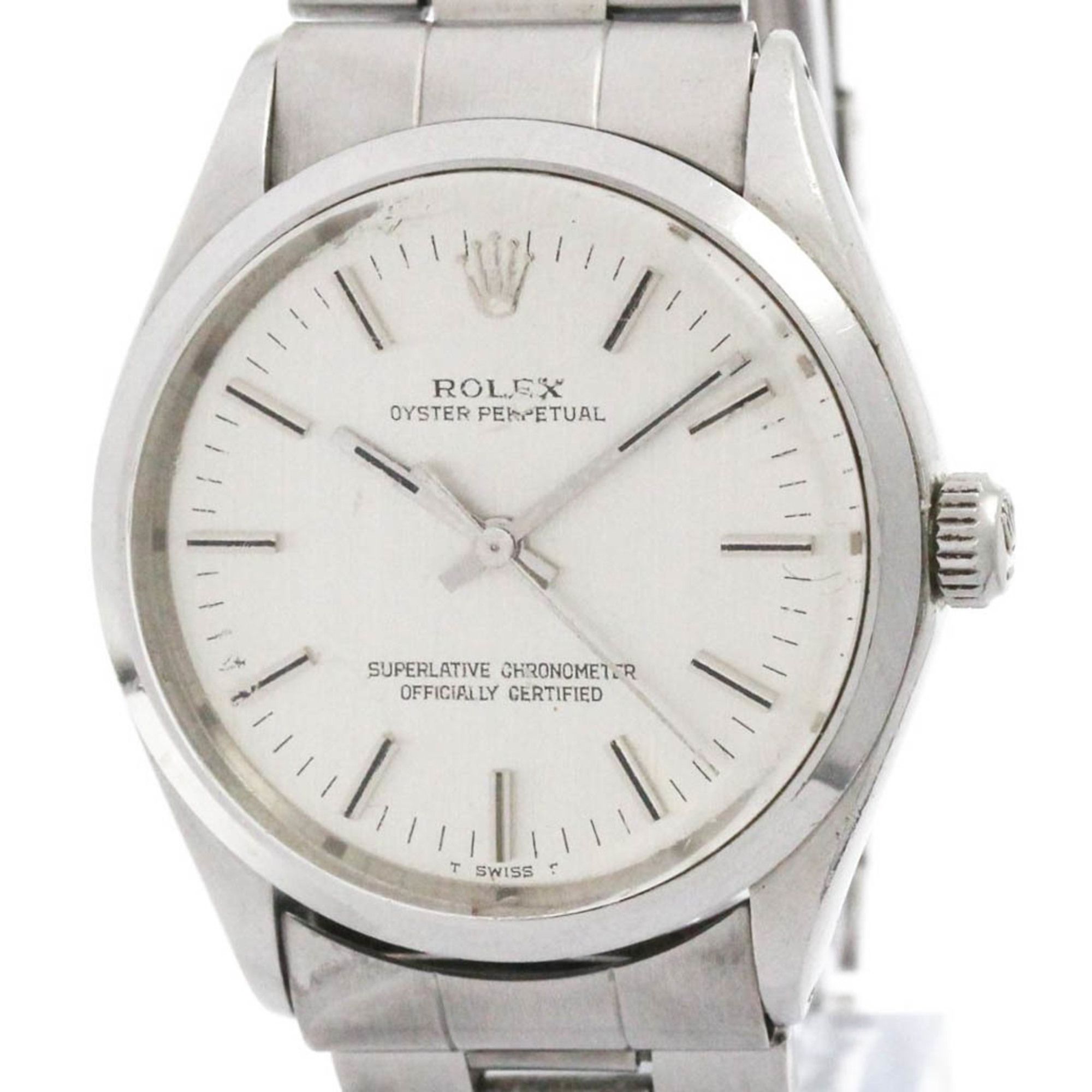 ROLEX Oyster Perpetual 1002 Steel Automatic Mens Watch Vintage