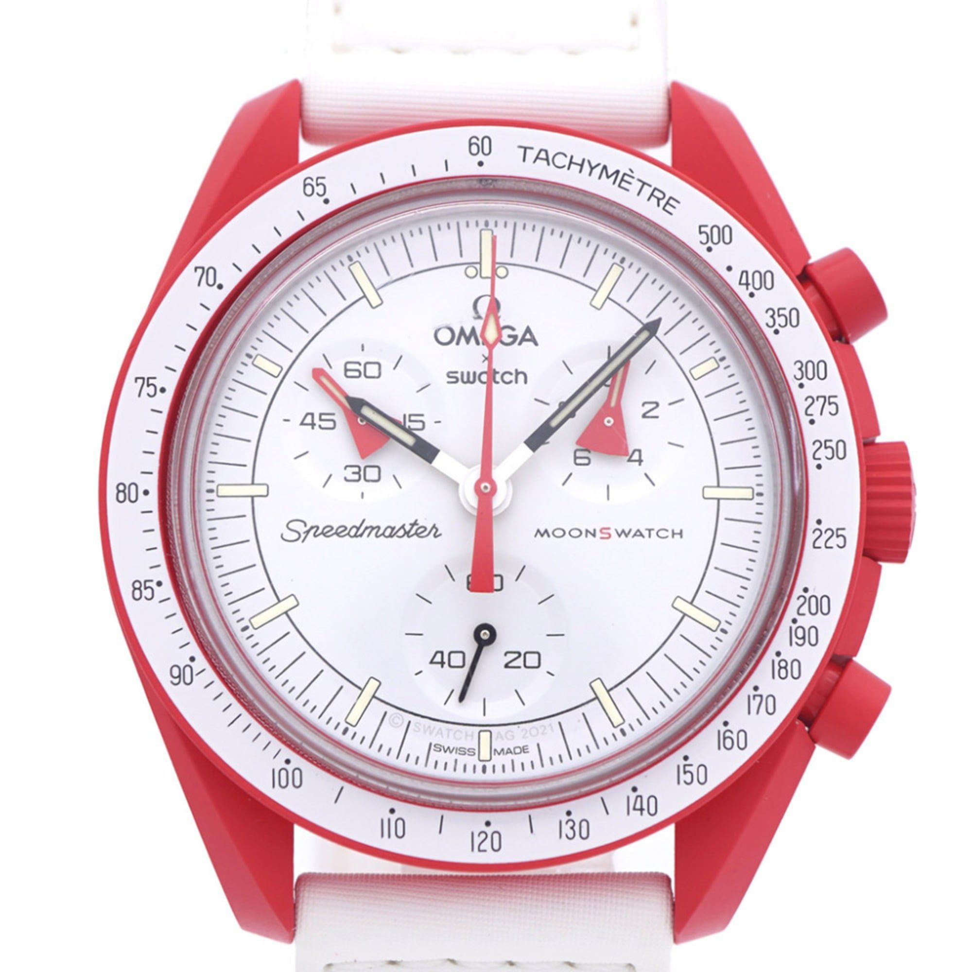 Omega x Swatch Speedmaster Moonwatch Mission to the Mars SO33M100 Quartz Wristwatch with Nylon and B