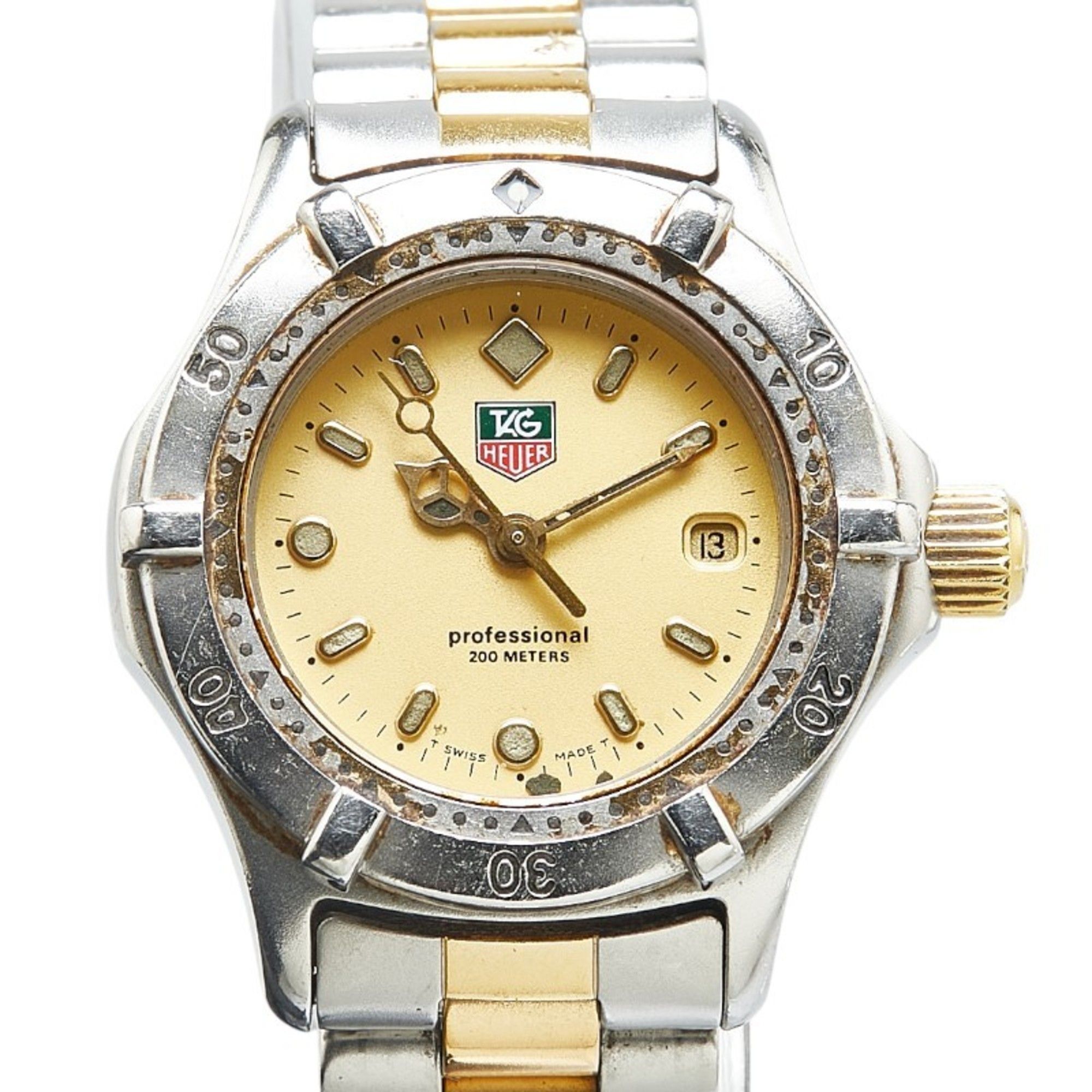 TAG Heuer Professional 200 Watch WE1420-R Quartz Gold Dial Stainless Steel Plated Women's HEUER
