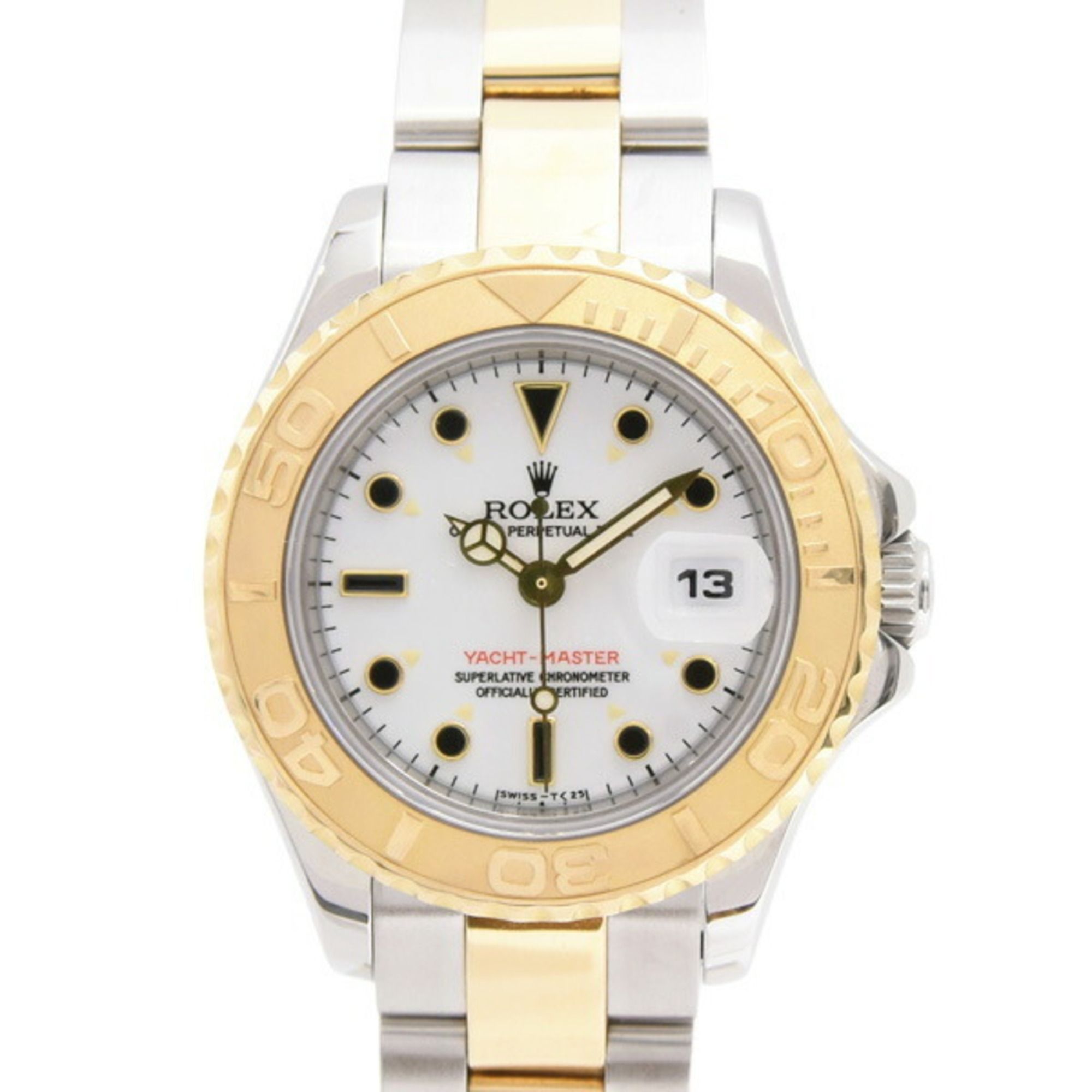 Rolex Women's Yacht-Master T-Series Automatic Watch with White Dial, Stainless Steel and Yellow Gold