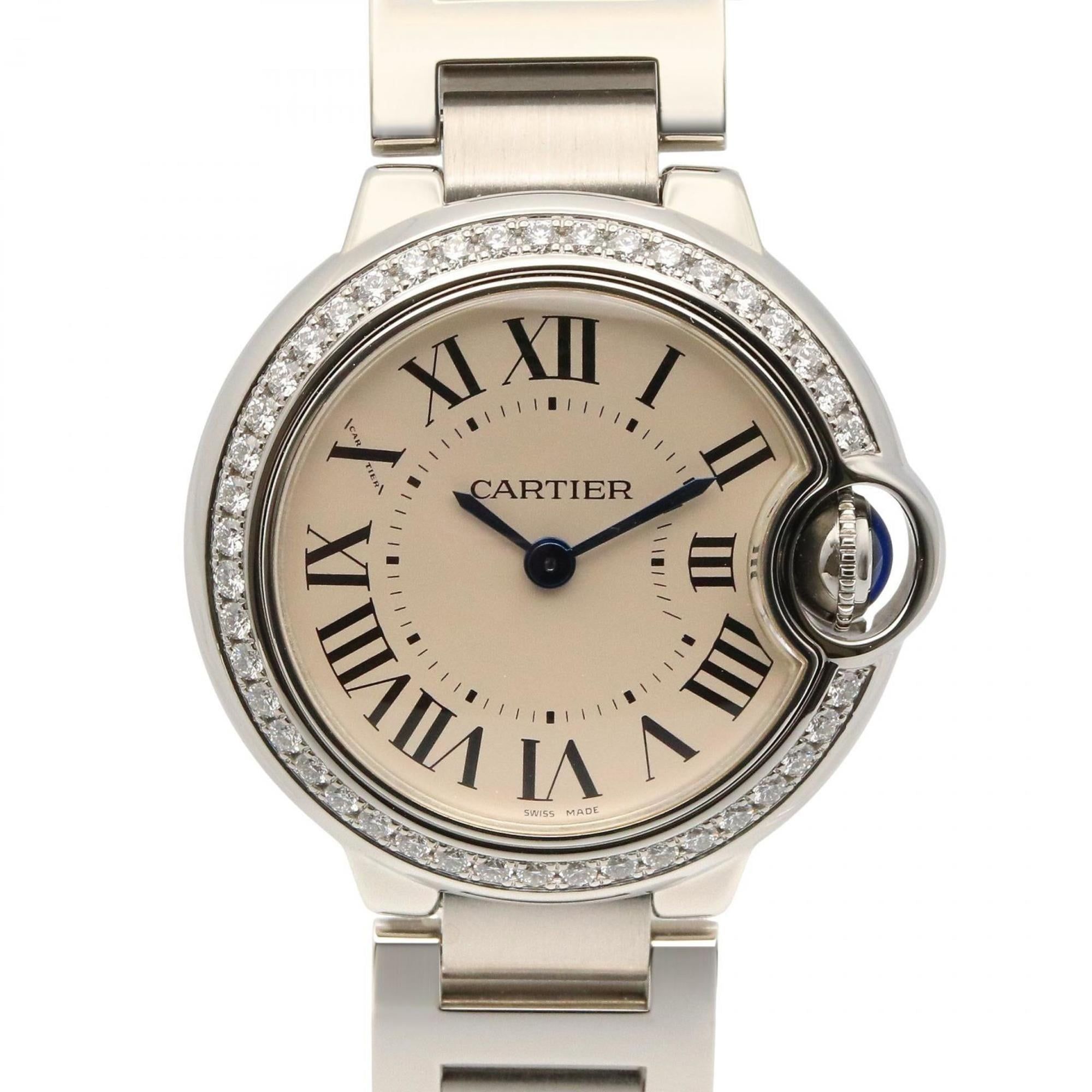Cartier Ballon Bleu SM Watch with Diamond Bezel, Stainless Steel, Silver, Women's, W4BB0015