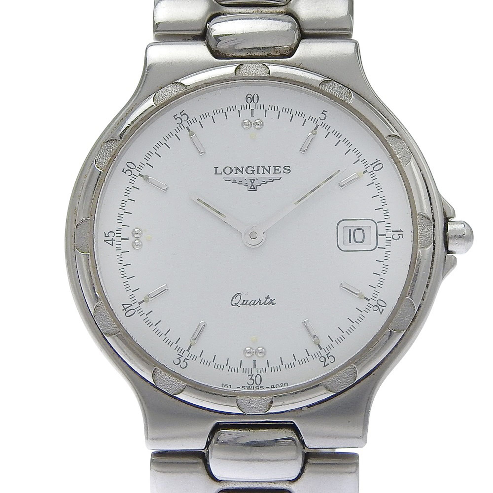 Longines Conquest Watch L1.614.4 Stainless Steel Quartz Analog White Dial Men's