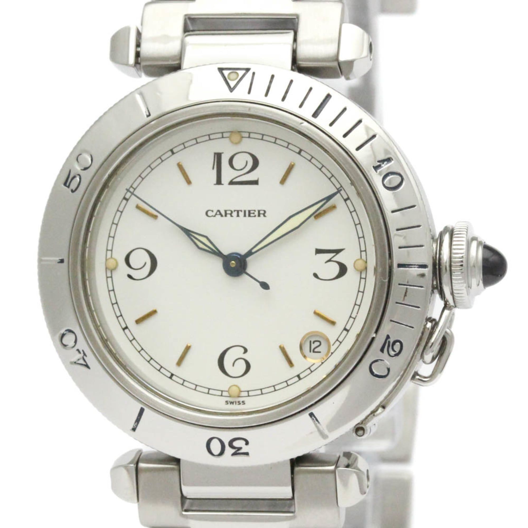 CARTIER Pasha Original Steel Automatic Unisex Watch W31007H2 Polished