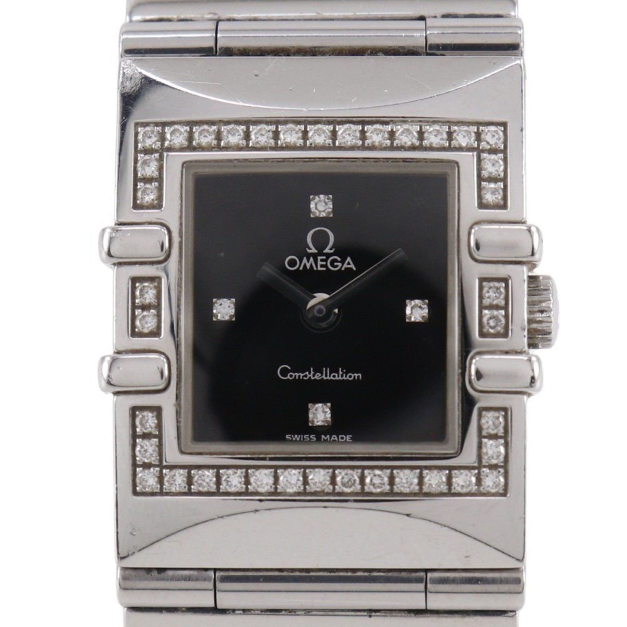 OMEGA Constellation Carree Watch, cal. 1376 1528.46, stainless steel with diamonds, 1998, quartz mov