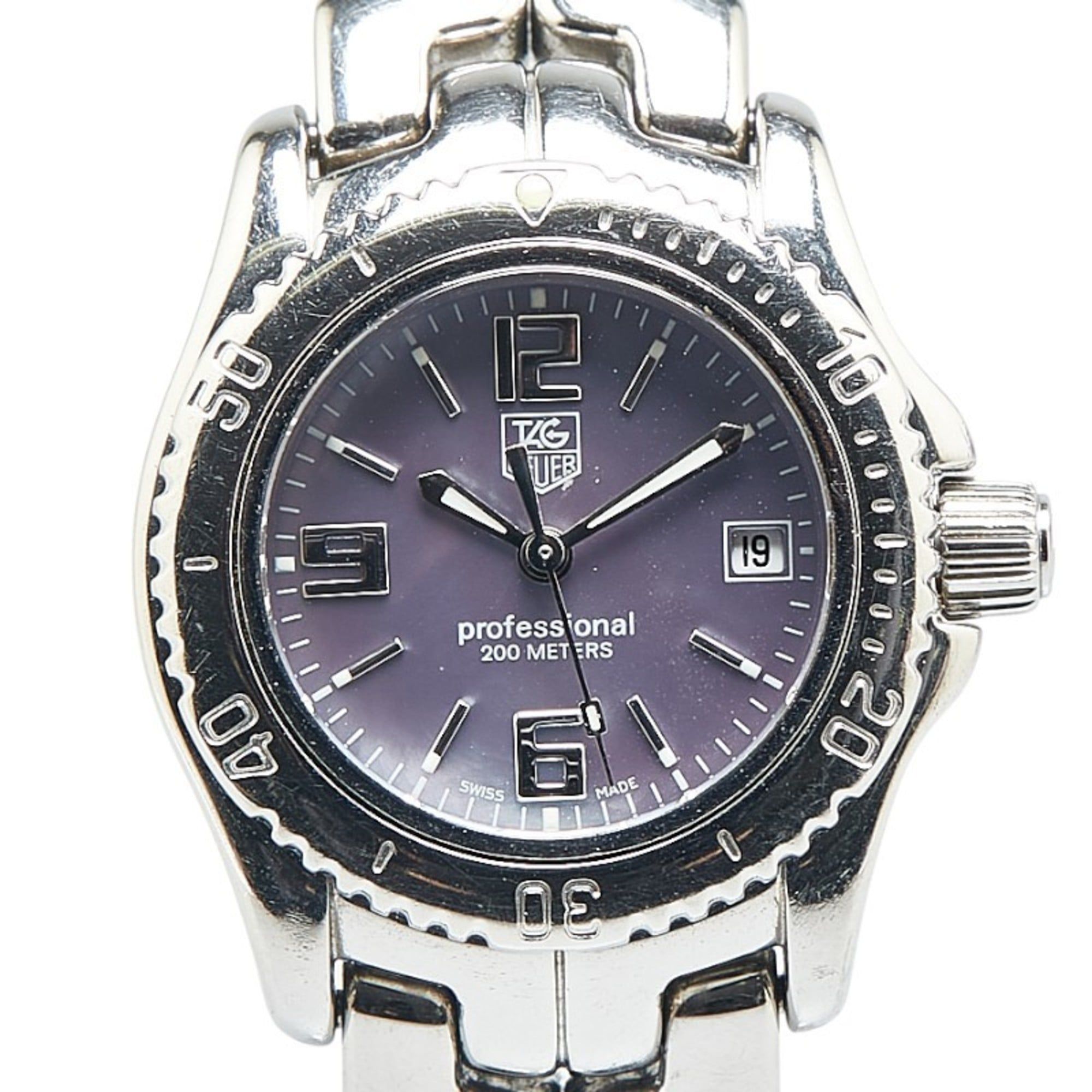 TAG Heuer Link Watch WT141B Quartz Purple Dial Stainless Steel Women's HEUER