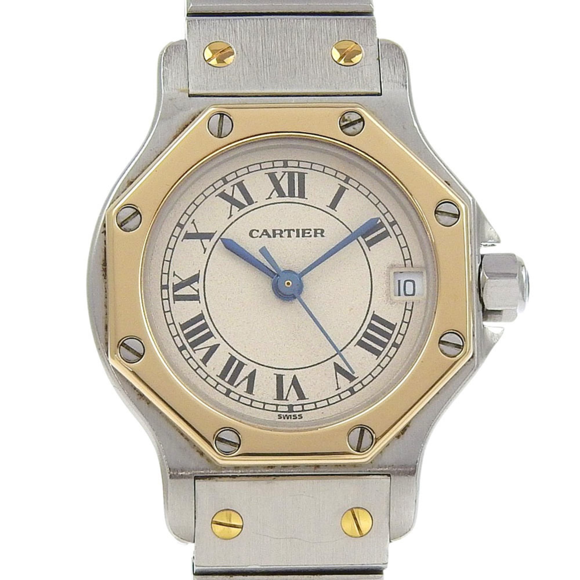 Cartier Santos Octagon SM Watch, cal. 87, Stainless Steel with Yellow Gold Quartz Movement, Analog D