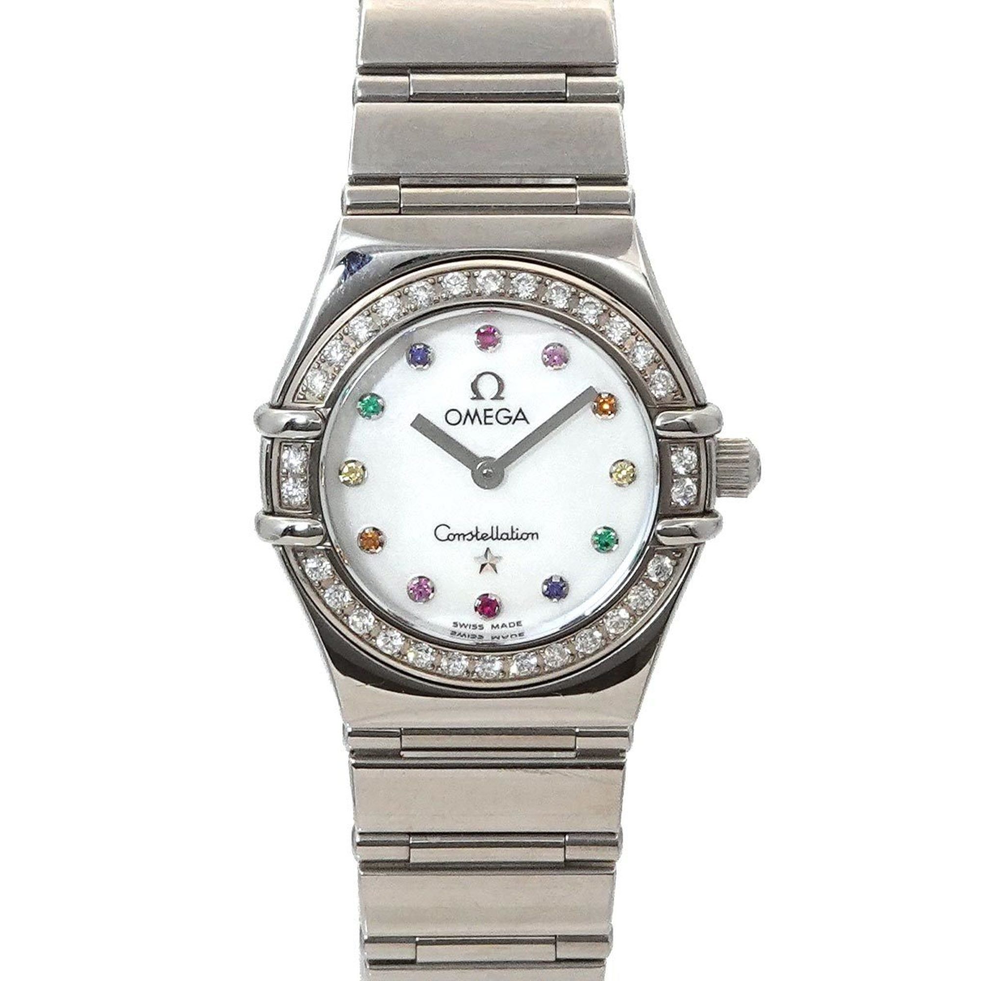 OMEGA Constellation Mini Iris 1460 79 Diamond Bezel Women's Watch White Shell Quartz