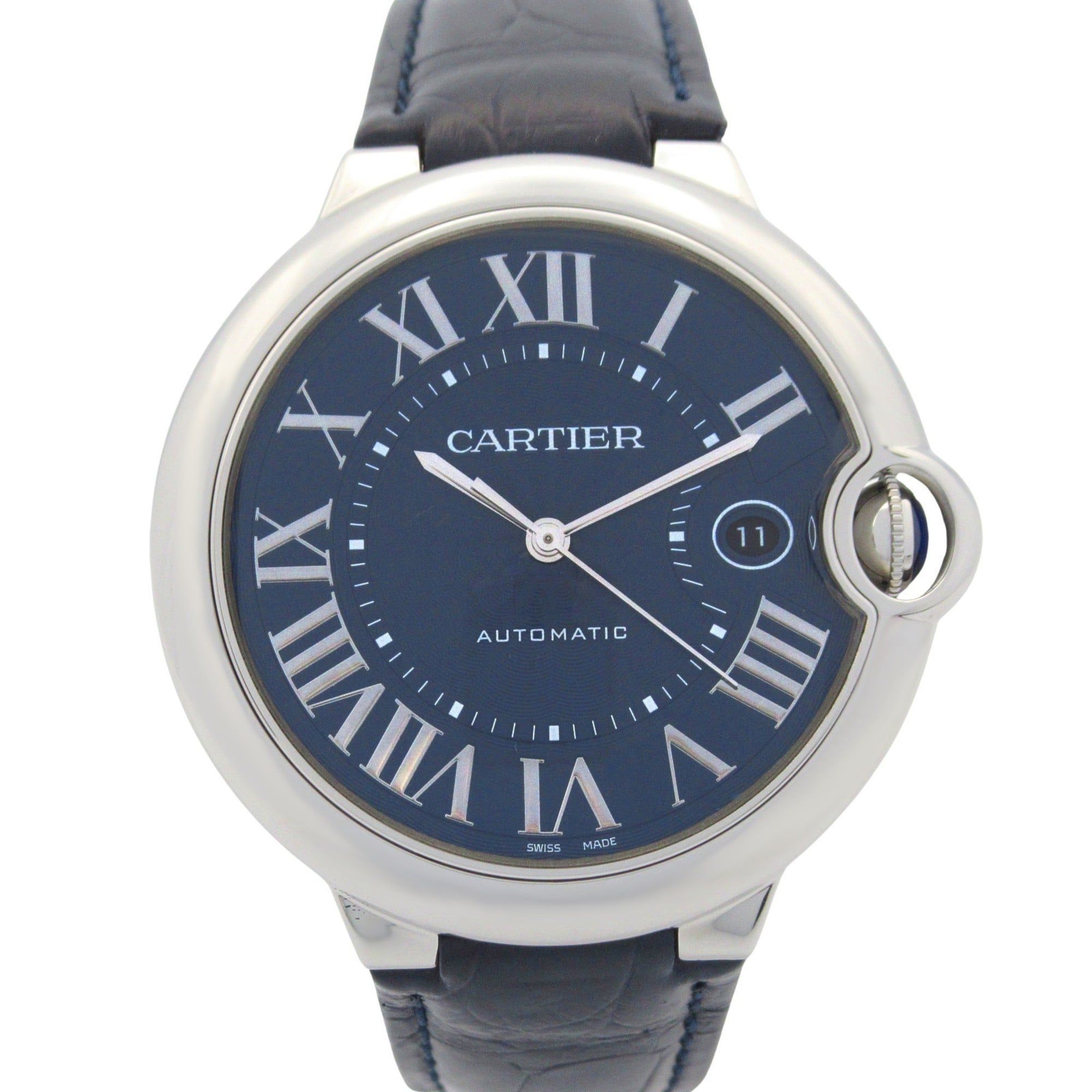 Cartier Ballon Bleu Men's Watch, Stainless Steel and Leather, Blue, WSBB0025