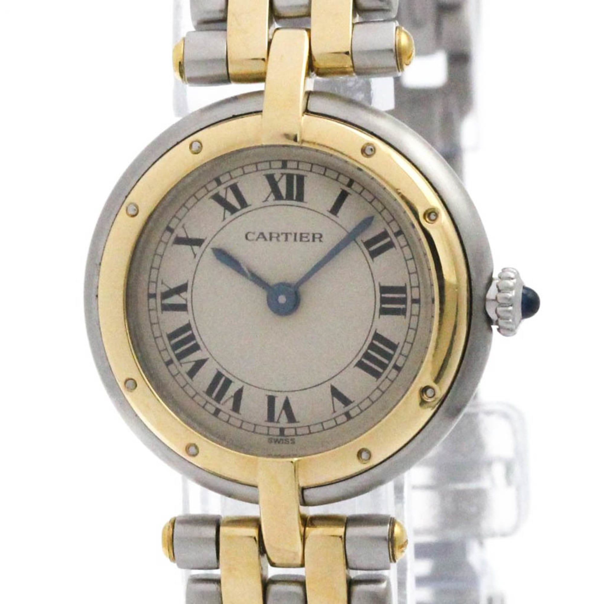 CARTIER Panthere Round 18K Gold Steel Quartz Ladies Watch Polished