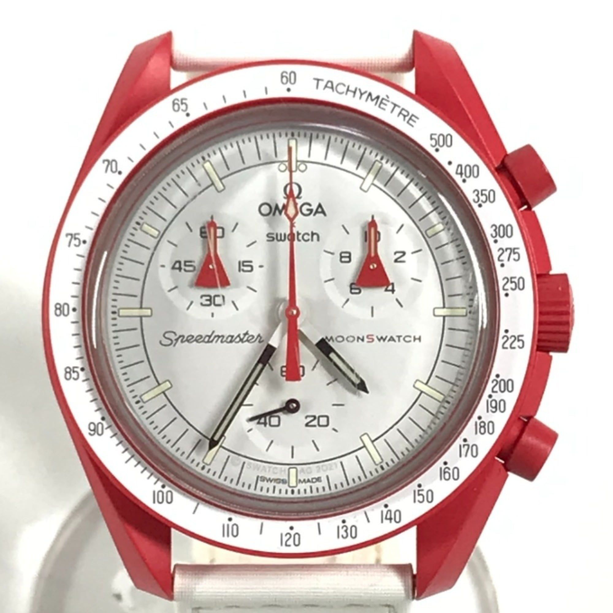 OMEGA Swatch SO33R100 Omega collaboration Moon MISSION TO MARS Mars watch for women, red
