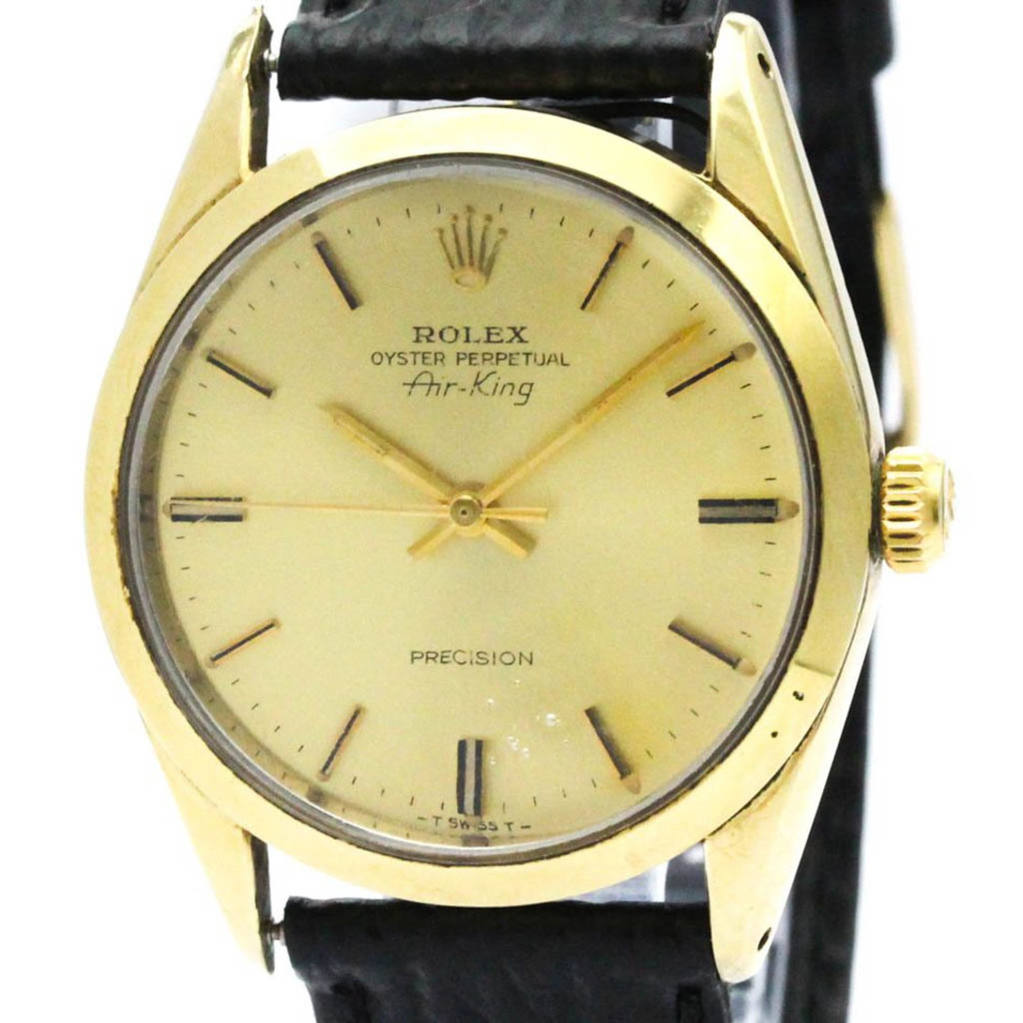 Vintage ROLEX Air King 5520 Gold Plated Leather Automatic Mens Watch