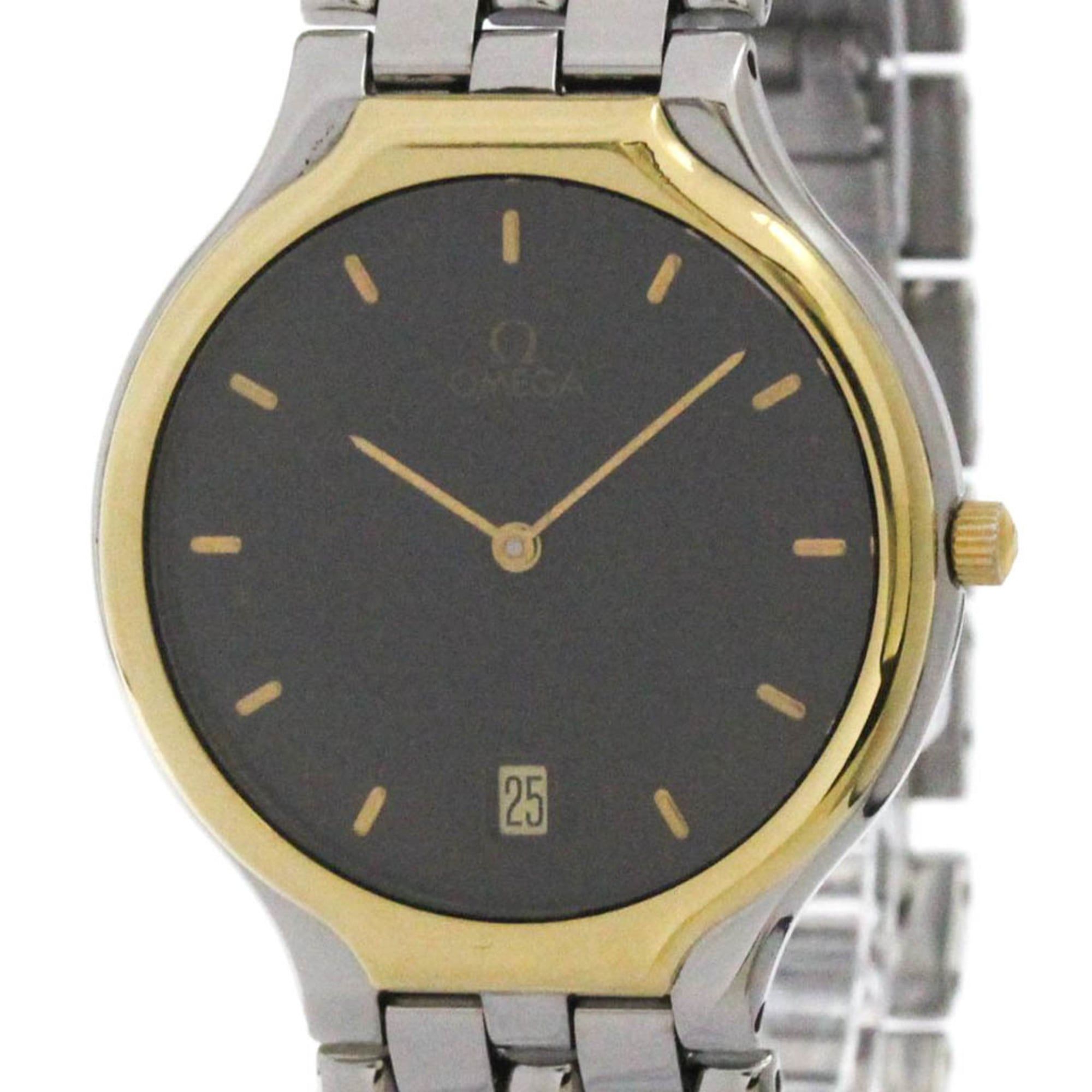 OMEGA De Ville K18 Gold Steel Quartz Mens Watch 196.0316 Polished