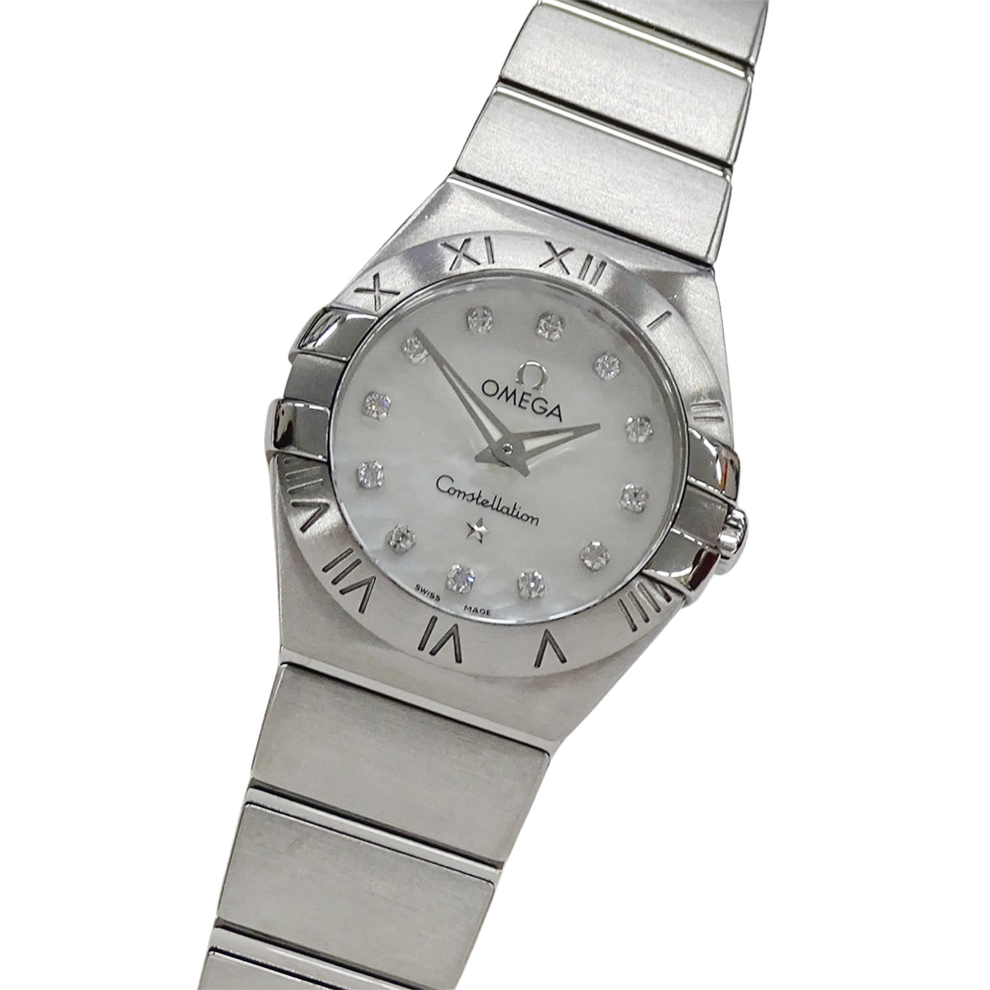 OMEGA Constellation Brushed 123.10.24.60.55.001 Women's Watch with 12 Diamonds, Shell, Quartz Moveme